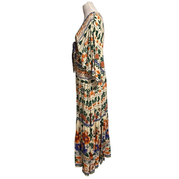 Anthropologie FARM Rio V-Neck Kaftan Maxi Cut-Out Dress Medium - Picture 10 of 16